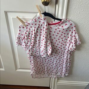 Women's Heart Pattern Pajama Set